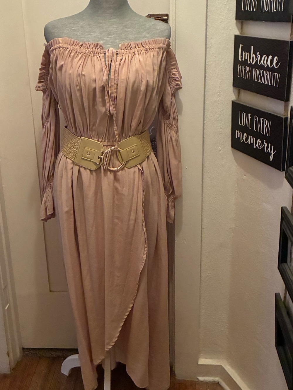 ANNA KACI CALIFORNIA-Off-Shoulder Mauve Maxi Dress with Elastic Waist🌺